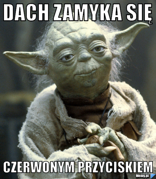 Dach zamyka się CZERWONYM przyciskiem