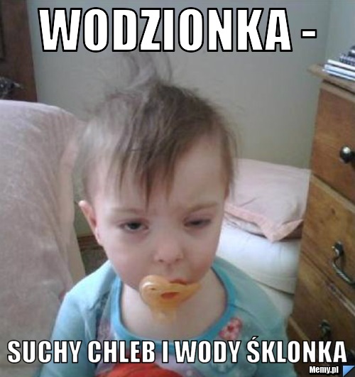Wodzionka - suchy chleb i wody śklonka