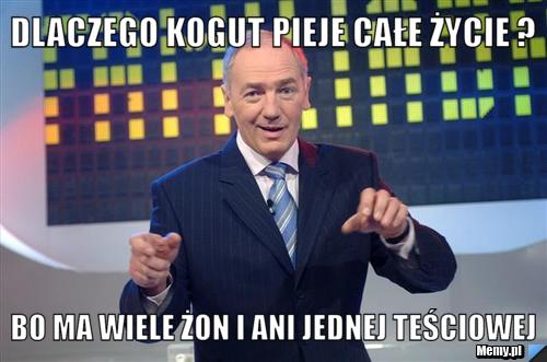 Dlaczego kogut pieje całe życie ? Bo ma wiele żon i ani jednej teściowej