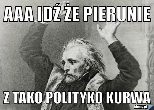 Aaa idź że pierunie  Z tako polityko kurwa