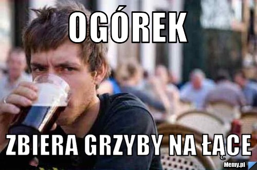 Ogórek zbiera grzyby na łące