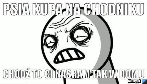 Psia kupa na chodniku chodź to ci nasram tak w domu