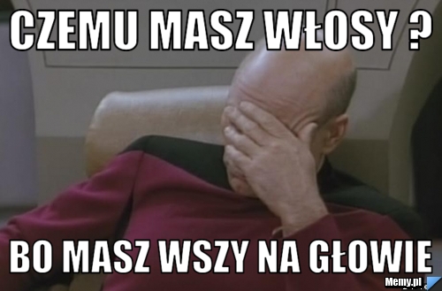 Czemu masz włosy ?  Bo masz wszy na głowie