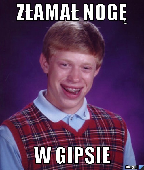 Złamał nogę w gipsie