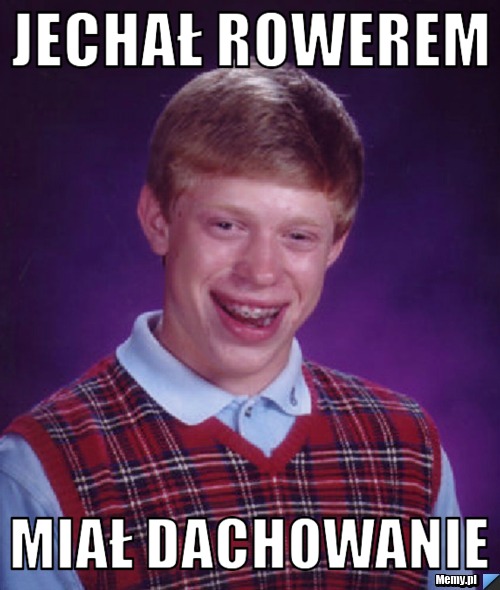 Jechał rowerem Miał dachowanie