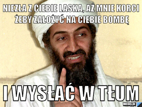 Niezła z ciebie laska, aż mnie korci żeby założyć na ciebie bombę  i wysłać w tłum