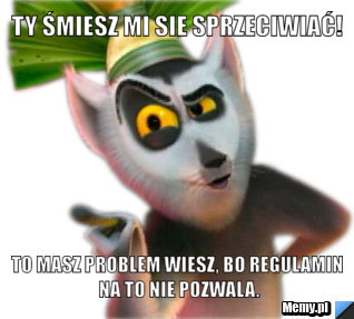 Ty śmiesz mi sie sprzeciwiać! To masz problem wiesz, bo regulamin na to nie pozwala.