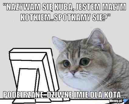 ''nazywam się kuba, jestem małym kotkiem..spotkamy sie?'' podejrzane..dziwne imie dla kota...