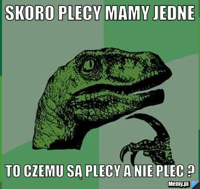 Skoro plecy mamy jedne to czemu są plecy a nie plec ?