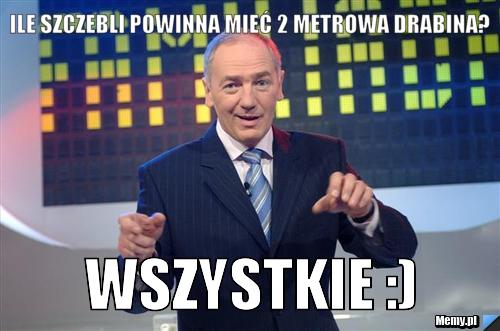 Ile szczebli powinna mieć 2 metrowa drabina? Wszystkie :)