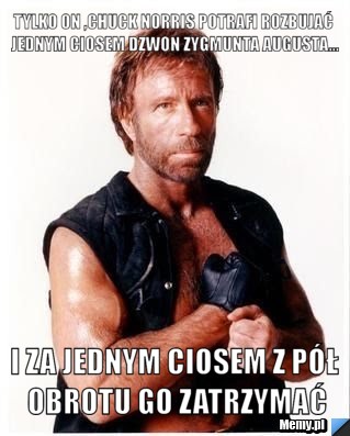 Tylko on ,Chuck Norris potrafi rozbujać jednym ciosem dzwon Zygmunta Augusta... I za jednym ciosem z pół obrotu go zatrzymać