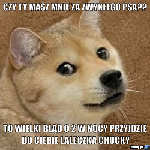 Czy ty masz mnie za zwykłego psa?? to wielki błąd o 2 w nocy przyjdzie do ciebie laleczka chucky