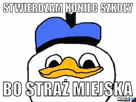 Stwierdzam koniec szkoły bo straż miejska