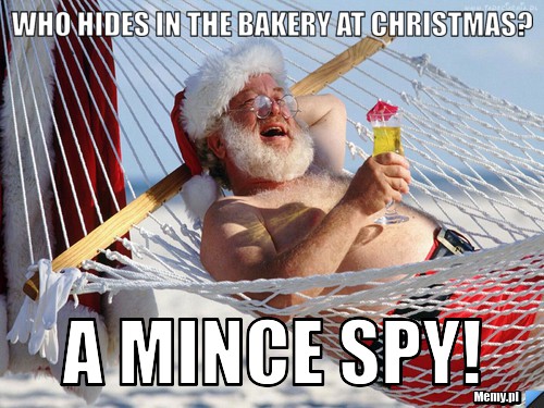 Who hides in the bakery at Christmas? A mince spy!