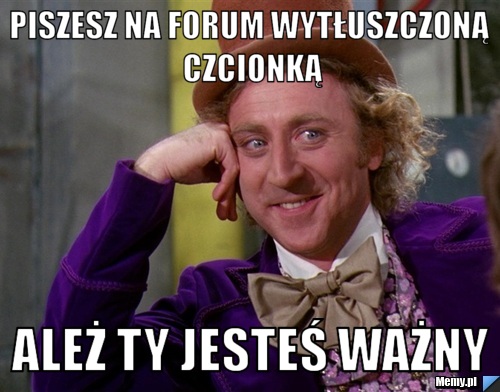 PISZESZ NA FORUM WYTŁUSZCZONĄ CZCIONKĄ ALEŻ TY JESTEŚ WAŻNY