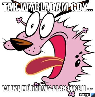 Tak wyglądam gdy... widzę mój nowy plan lekcji -.-