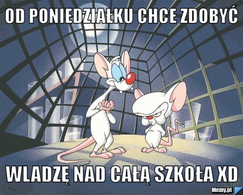 Od poniedziałku chce zdobyć  wladzę nad całą szkoła xD