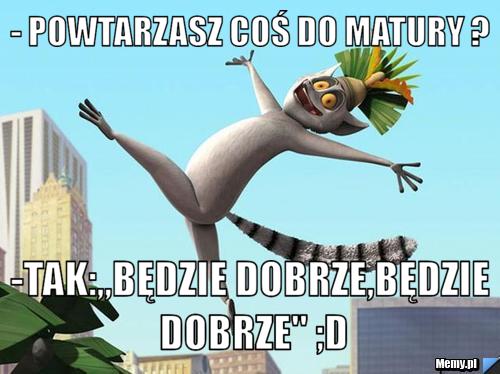 - Powtarzasz coś do matury ? -Tak:,,będzie dobrze,będzie dobrze" ;D