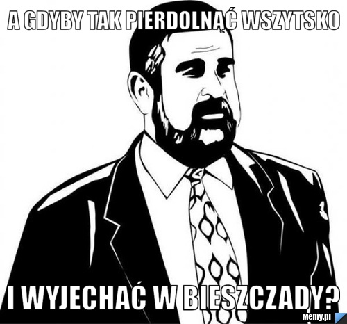 A GDYBY TAK PIERDOLNĄĆ WSZYTSKO I WYJECHAĆ W BIESZCZADY?