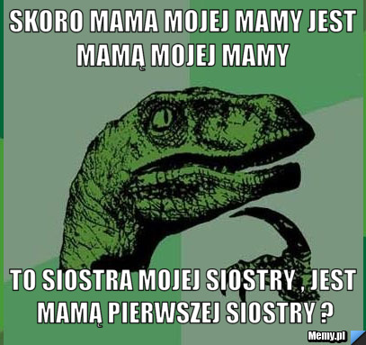 Skoro mama mojej mamy jest mamą mojej mamy  to siostra mojej siostry , jest mamą pierwszej siostry ?