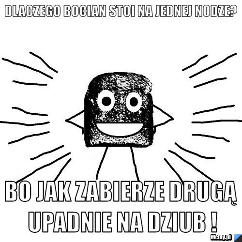 Dlaczego Bocian Stoi na jednej nodze? Bo jak zabierze drugą upadnie na dziub !