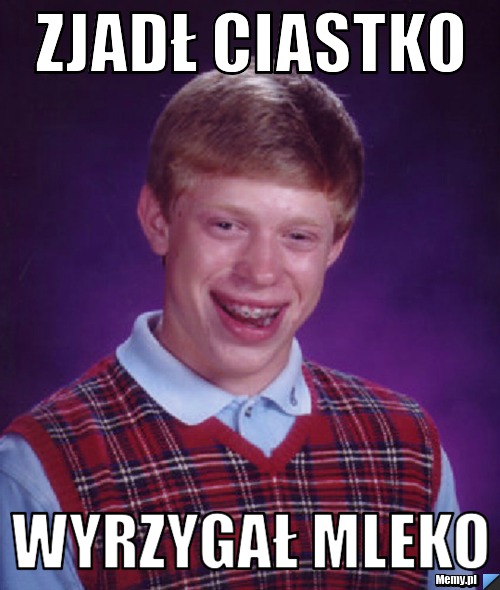 Zjadł ciastko wyrzygał mleko