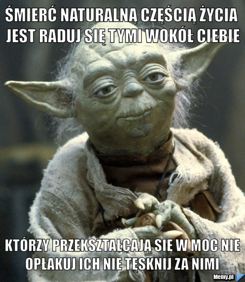 Śmierć naturalną częścią życia jest Raduj się tymi wokół ciebie którzy przekształcają się w Moc Nie opłakuj ich nie tęsknij za nimi 