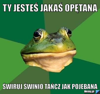 Ty jesteś jakaś opętana Świruj świnio tańcz jak pojebana 