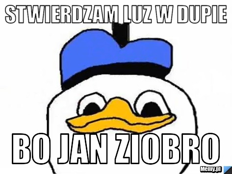 STWIERDZAM LUZ W DUPIE BO JAN ZIOBRO