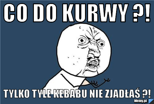 CO DO KURWY ?! TYLKO TYLE KEBABU NIE ZJADŁAŚ ?!