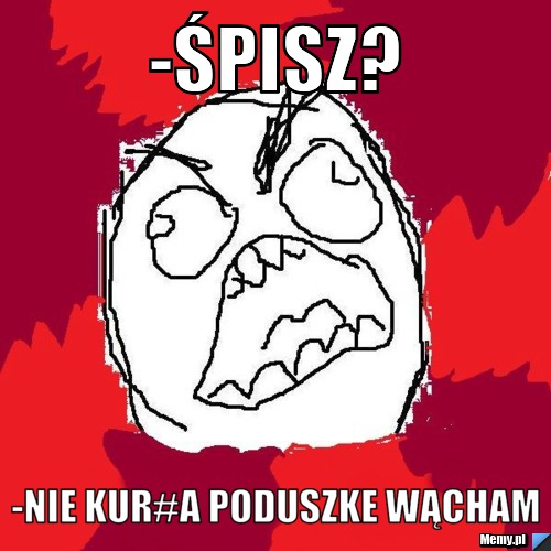 -Śpisz? -Nie kur#a poduszke wącham