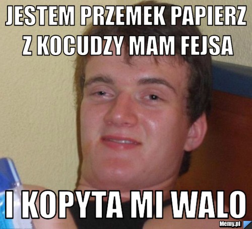 Jestem przemek papierz z kocudzy mam fejsa i kopyta mi walo