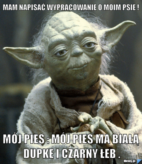 Mam napisać wypracowanie o moim psie !  Mój pies : Mój pies ma białą dupke i czarny łeb .