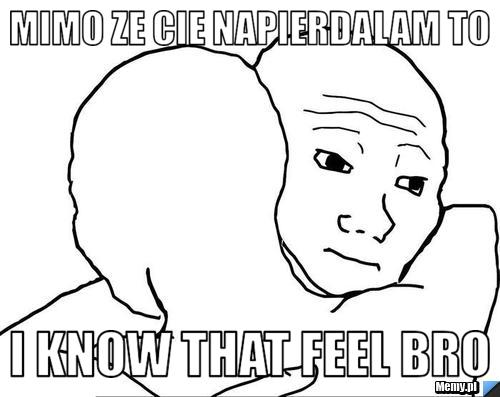 Mimo ze cie napierdalam to i know that feel bro