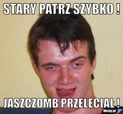 Stary patrz szybko ! Jaszczomb przeleciał !
