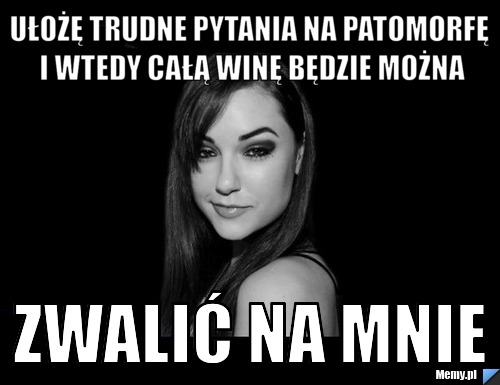 UŁOŻĘ TRUDNE PYTANIA NA PATOMORFĘ I WTEDY CAŁĄ WINĘ BĘDZIE MOŻNA ZWALIĆ NA MNIE