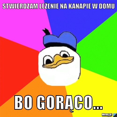 Stwierdzam leżenie na kanapie w domU Bo gorąco...