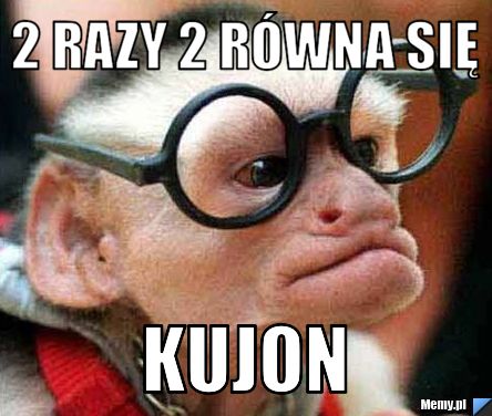  2 razy 2 równa się  kujon