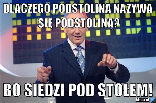Dlaczego podstolina nazywa się podstoliną? Bo siedzi pod stołem!