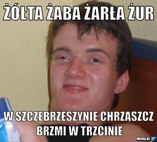 żółta żaba żarła żur w szczebrzeszynie chrząszcz brzmi w trzcinie