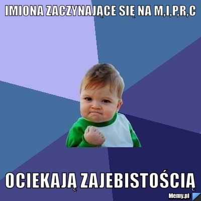 Imiona zaczynające się na M,I,P,R,C Ociekają zajebistością 