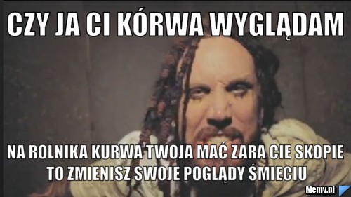 Czy ja ci k&oacute;rwa wyglądam na rolnika kurwa twoja mać zara cie skopie to zmienisz swoje poglądy śmieciu