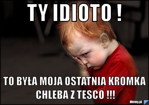 Ty idioto ! to była moja ostatnia kromka chleba z tesco !!!