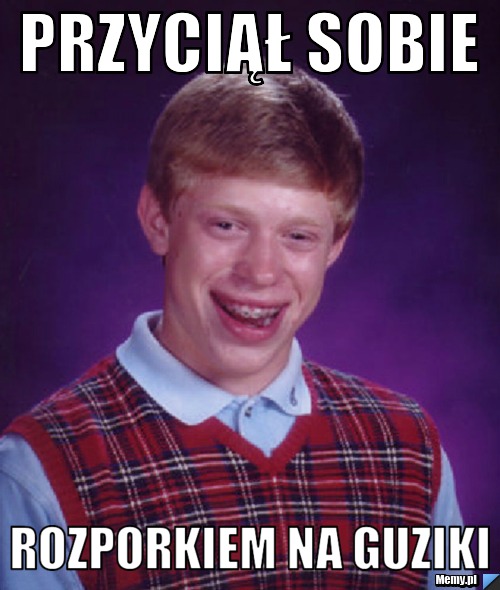 Przyciął sobie rozporkiem na guziki