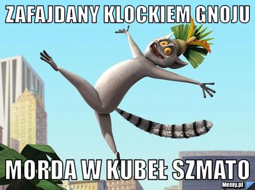 Zafajdany klockiem gnoju morda w kubeł szmato
