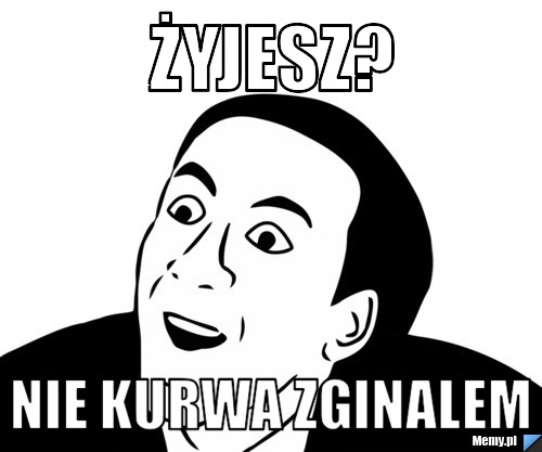 żyjesz? nie kurwa zginalem