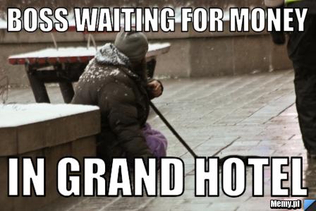 Boss waiting for money in grand hotel