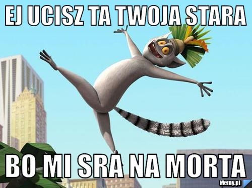 EJ UCISZ TA TWOJA STARA BO MI SRA NA MORTA