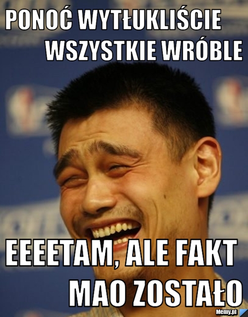Ponoć wytłukliście              wszystkie wróble eeeetam, ale fakt            mao zostało