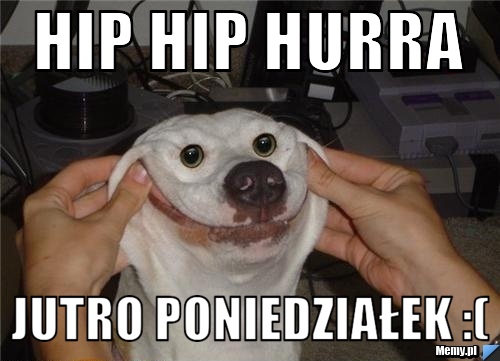 Hip hip hurra jutro poniedziałek :(
